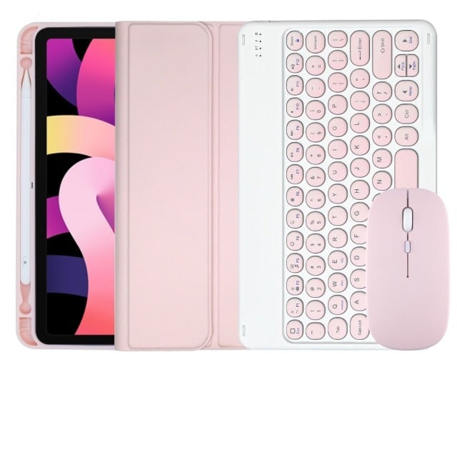 Cute iPad case with touchpad, keyboard and mouse-Tabletory-Pink 1 iPad case with keyboard & mouse-iPad Air 1 & Air 2 9.7 inch-
