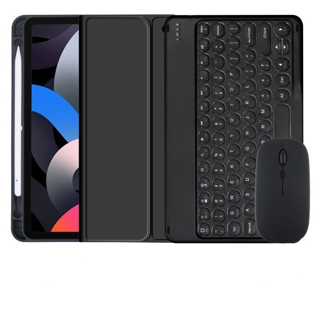 Cute iPad case with touchpad, keyboard and mouse-Tabletory-Black iPad case with keyboard & mouse-iPad 10.2 inch 7th Gen 8th Gen & 9th Gen-