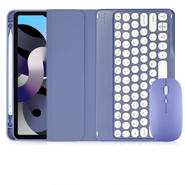 Cute iPad case with touchpad, keyboard and mouse-Tabletory-Lavender iPad case with keyboard & mouse-iPad 10.2 inch 7th Gen 8th Gen & 9th Gen-