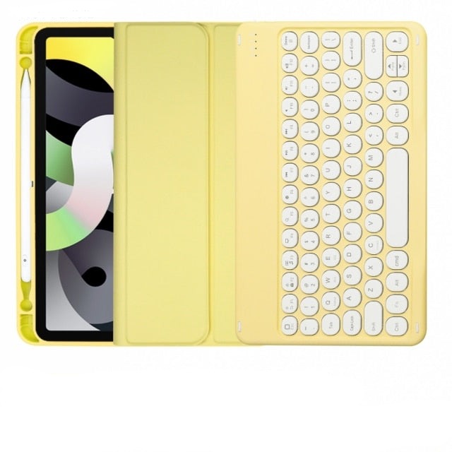 Cute iPad case with touchpad, keyboard and mouse-Tabletory-Yellow iPad case with keyboard-iPad Air 4 10.9 inch-