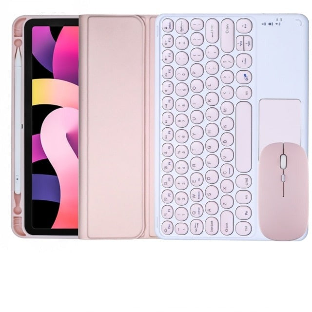 Cute iPad case with touchpad, keyboard and mouse-Tabletory-Pink 1 iPad case with touchpad keyboard & mouse-iPad 10.2 inch 7th Gen 8th Gen & 9th Gen-