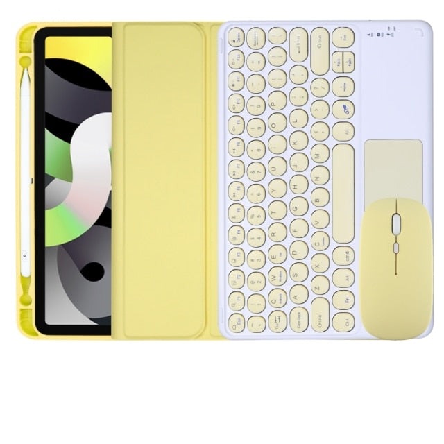 Cute iPad case with touchpad, keyboard and mouse-Tabletory-Yellow iPad case with touchpad keyboard & mouse-iPad Air 4 10.9 inch-