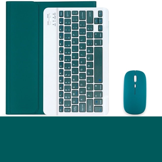 iPad case with touchpad, keyboard and mouse with built-in pencil holder-Tabletory-Dark Green iPad case with keyboard & mouse-iPad Mini 5 & Mini 4 7.9 inch-