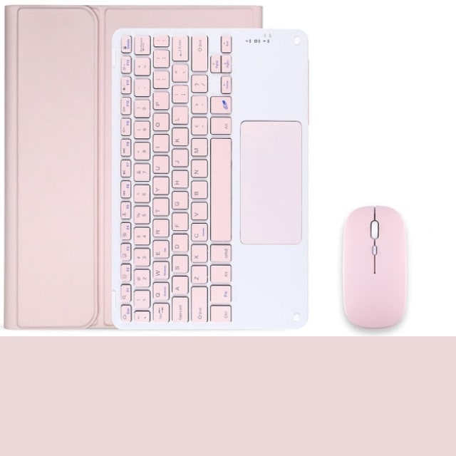 iPad case with touchpad, keyboard and mouse with built-in pencil holder-Tabletory-Pink iPad case with touchpad keyboard & mouse-iPad Pro 11 inch 2021 2020-