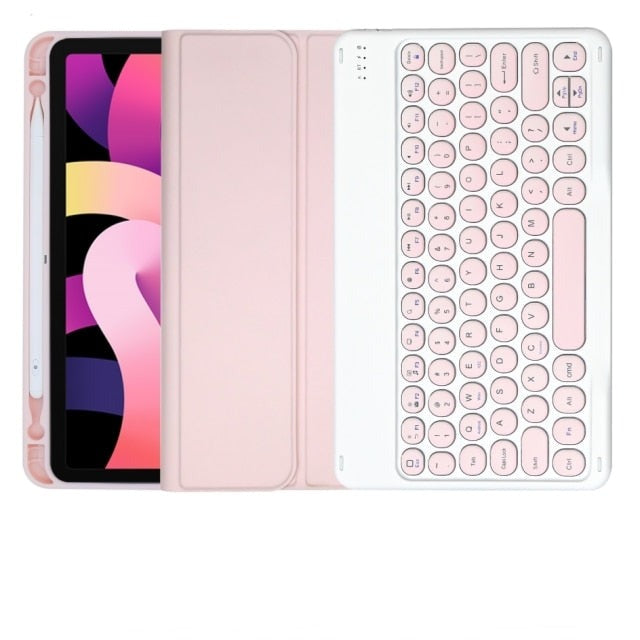 Cute iPad case with touchpad, keyboard and mouse-Tabletory-Pink iPad case with keyboard-iPad Mini 6 8.3 inch 2021-